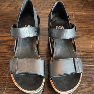 Eileen Fisher Black Leather Sandals